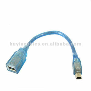 USB MINI 5PIN BLUE USB 2.0 B Mini macho de 5 pines a un cable convertidor hembra